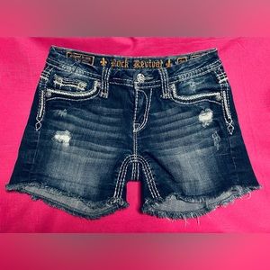 Rock Revival jean shorts with raw hem size 28